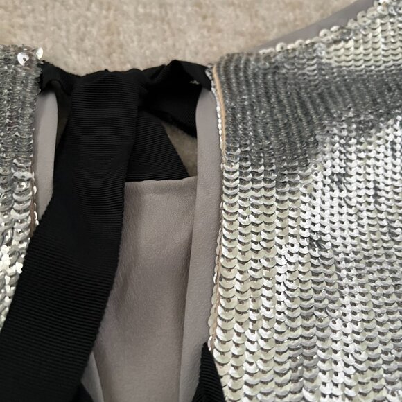 J. Crew Sequin Party Blouse Top With Black Bow in Back 4 - Picture 8 of 10